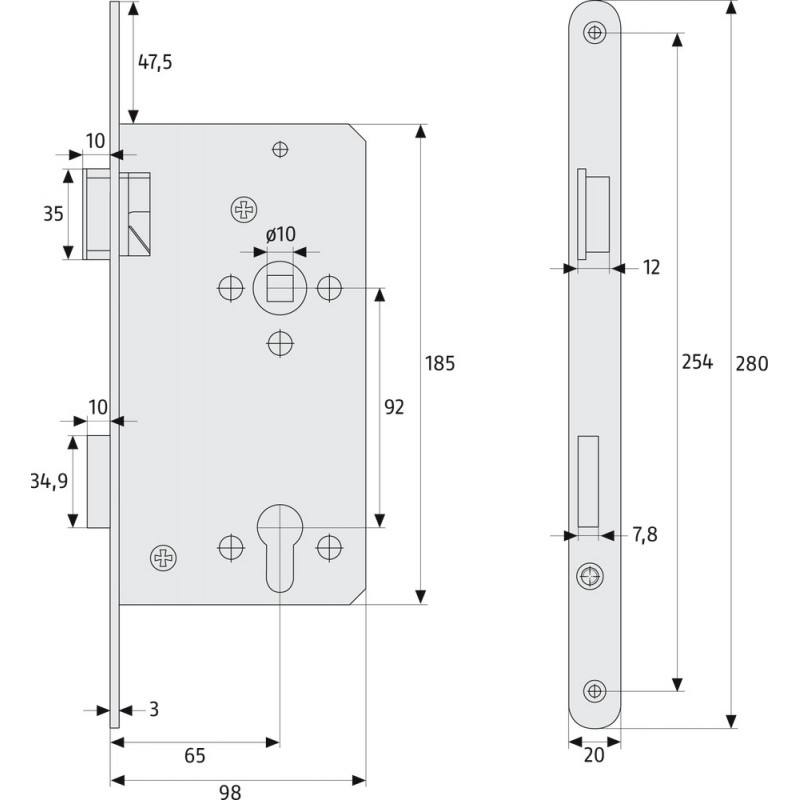 Mortice lock THZ90